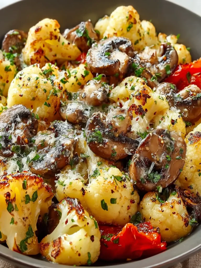 Easy One-Pan Garlic Mushrooms Cauliflower Skillet First Image
