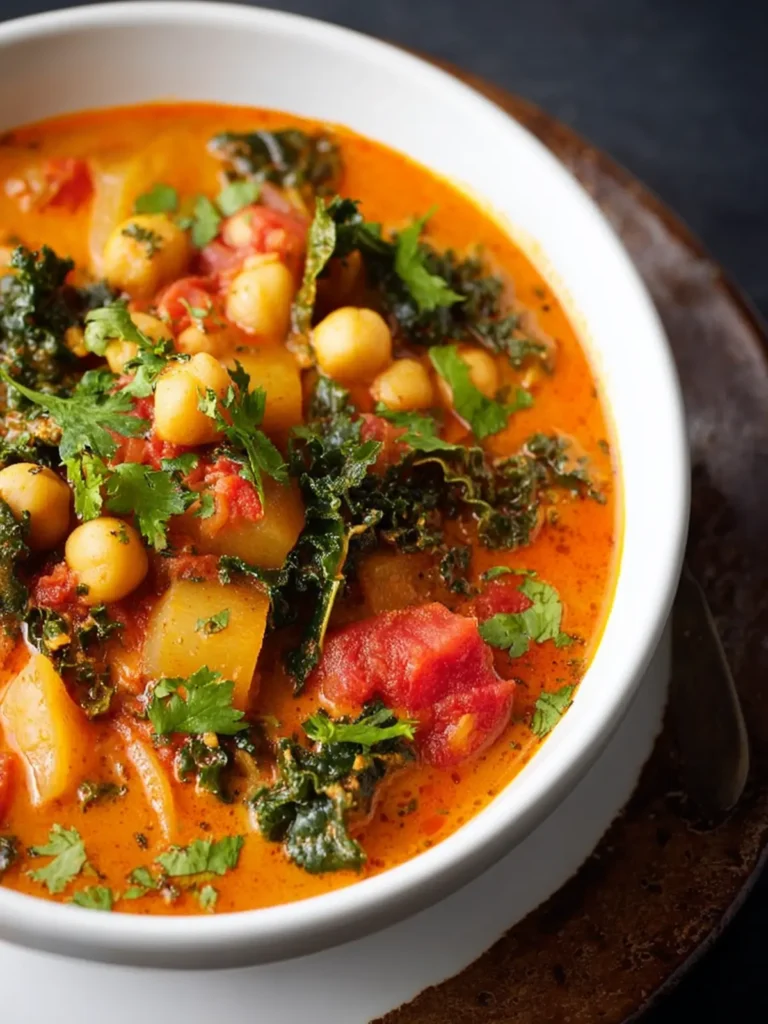 Tomato Coconut Curry Stew with Chickpeas & Kale First Image