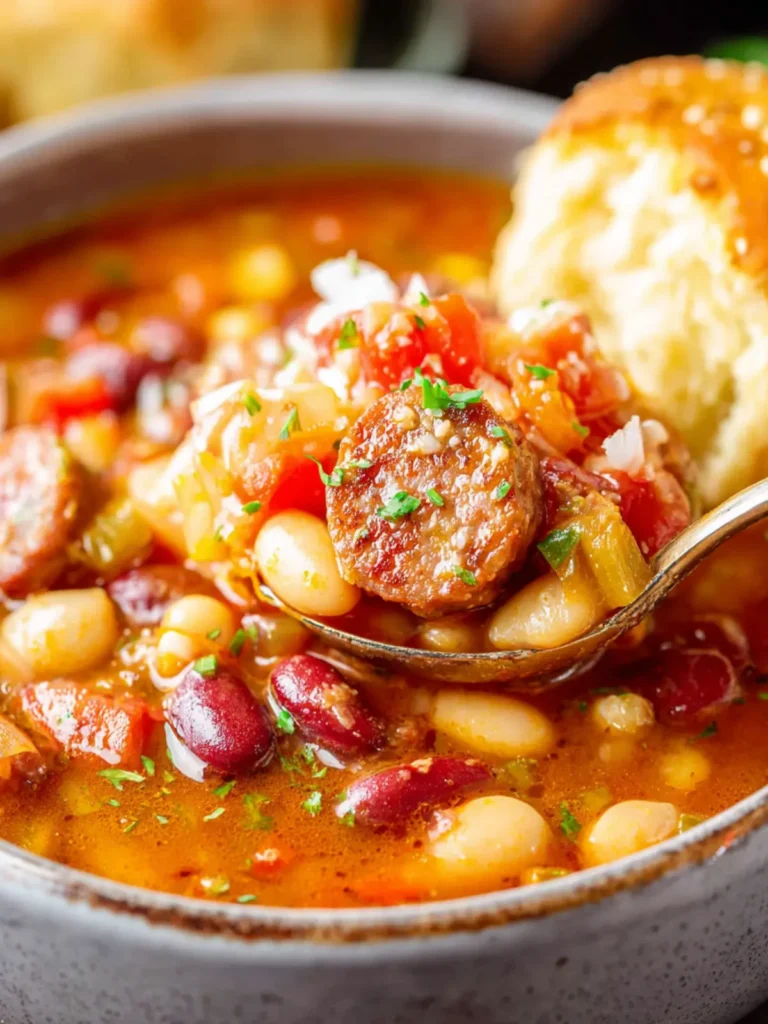 Slow Cooker Sausage and Three Bean Soup First Image