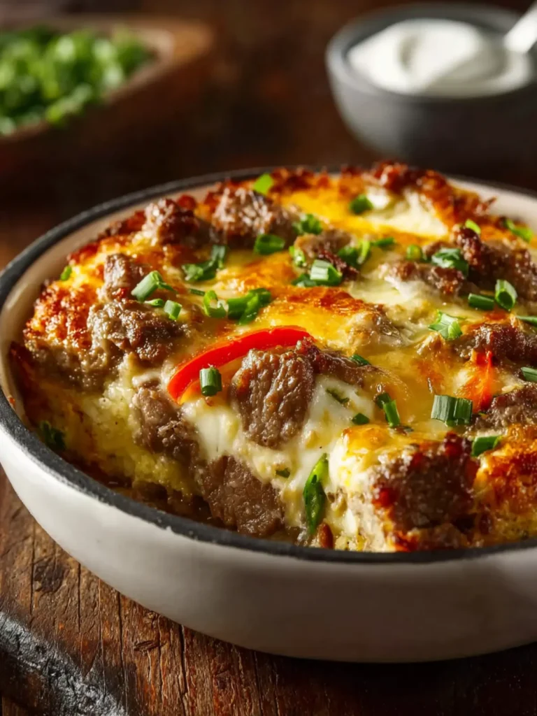 Low Carb Philly Cheesesteak Casserole First Image