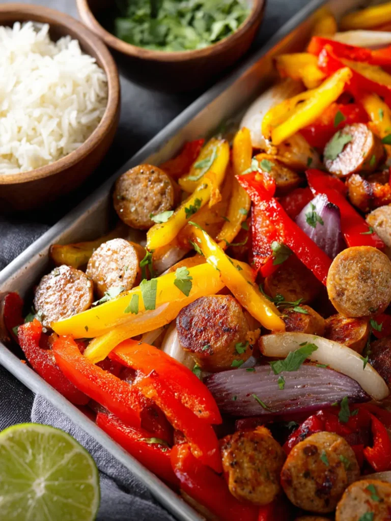 Sheet Pan Chicken Sausage Fajitas First Image