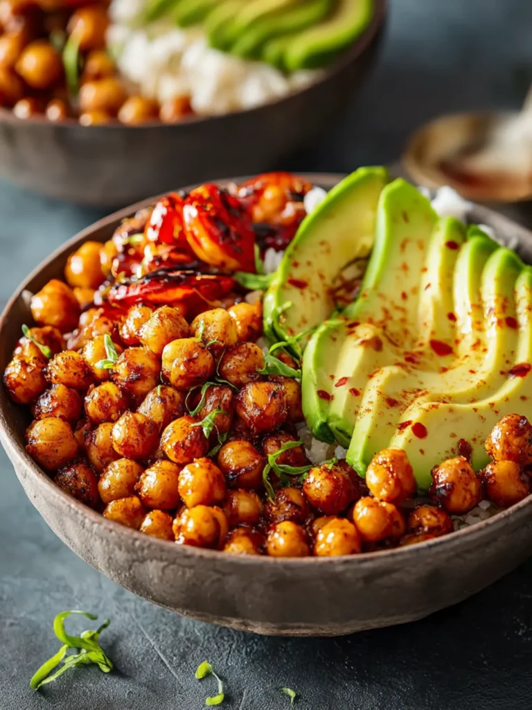 Spicy Roasted Chickpea and Avocado Bowls First Image
