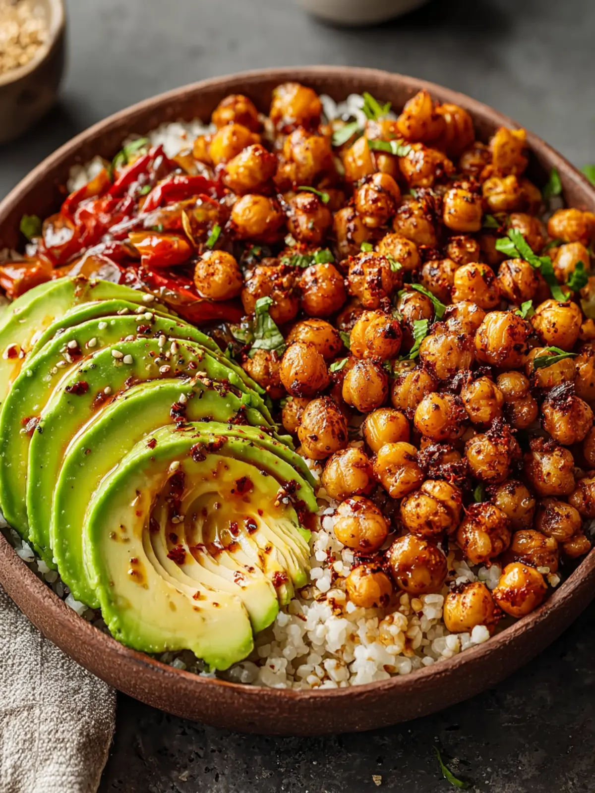 Spicy Roasted Chickpea and Avocado Bowls First Image