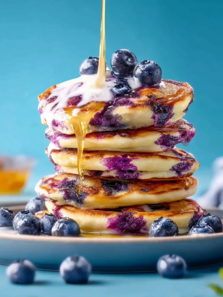 Greek Yogurt Blueberry Pancakes First Image