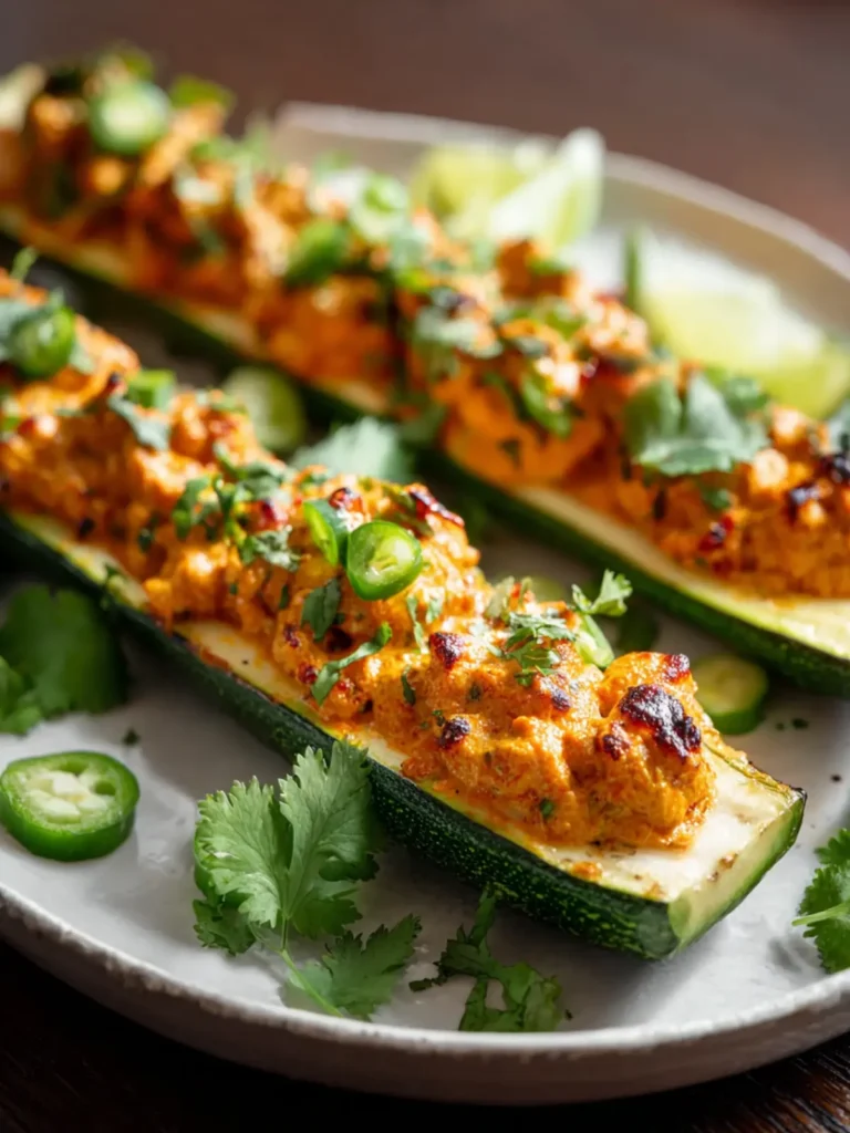 Butter Chicken Stuffed Zucchini Boats with Fresh Herbs Recipe First Image